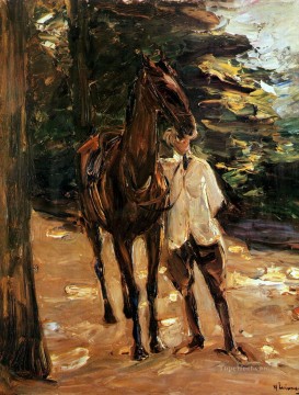 マックス・リーバーマン Painting - 馬を持つ男 マックス・リーバーマン ドイツ印象派